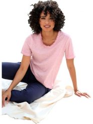 Heine Koszulka w kolorze jasnoróżowym rozmiar: 40. Różowe t-shirty damskie Heine, bez wzorów, z bawełny, bez kołnierzyka. Za 78.99 zł.