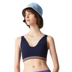 Top sportowy Lacoste Sport. Niebieskie topy sportowe damskie Lacoste, s, bez wzorów, z bawełny, bez ramiączek. Za 257.00 zł.