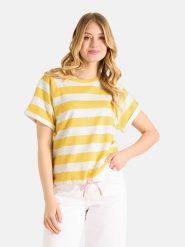 LIEBLINGSSTÜCK Koszulka w kolorze biało-żółtym rozmiar: M. Białe t-shirty damskie LIEBLINGSSTÜCK, m, bez wzorów, bez kołnierzyka. Za 184.95 zł.