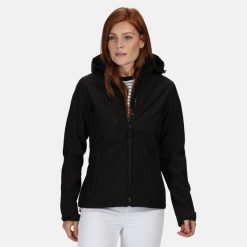 Softshell Z Kapturem Damski Venturer. Czarne kurtki softshell damskie Regatta, m, bez wzorów, z materiału, z kapturem. Za 186.99 zł.