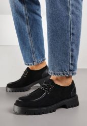 Czarne Sznurowane Półbuty Mokasyny w Żeglarskim Stylu Charnys. Czarne mokasyny damskie Born2be, z jeansu. Za 119.99 zł.