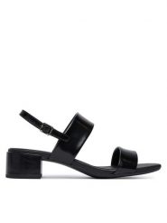 ECCO Sandały Liva 25030304001 Czarny. Czarne sandały damskie ECCO, bez wzorów, z lakierowanej skóry, bez obcasa, na słupku. Za 569.99 zł.