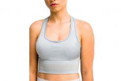 Biustonosz sportowy damski GymHero Stripes Bra. Szare biustonosze sportowe damskie Gym Hero, bez wzorów, z elastanu. Za 79.99 zł.