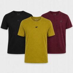 KOMPLET KOSZULEK 4F ZESTAW MĘSKI T-SHIRT 3PAK. T-shirty męskie 4f, m, bez wzorów, z bawełny, bez kołnierzyka. Za 182.97 zł.