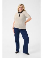 KAFFE curve Sweter w kolorze beżowym rozmiar: XL. Brązowe swetry klasyczne damskie KAFFE curve, xl, bez kołnierzyka. Za 122.09 zł.