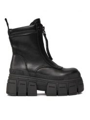 Buffalo Botki Gospher Zip Boot BN1622350 Czarny. Czarne botki damskie Buffalo, ze skóry, bez obcasa, na płaskiej podeszwie, bez zapięcia. Za 779.99 zł.