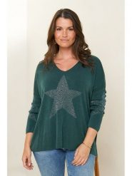 Curvy Lady Sweter w kolorze ciemnozielonym rozmiar: 44/46. Zielone swetry klasyczne damskie Curvy Lady, bez kołnierzyka. Za 167.28 zł.