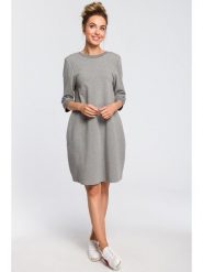 Made of emotion Sukienka w kolorze szarym rozmiar: XL. Szare sukienki damskie Made Of Emotion, xl, bez wzorów, bez kołnierzyka, bez ramiączek, midi, bombki. Za 127.99 zł.