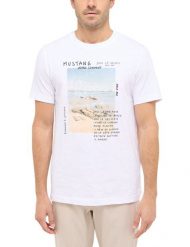 Męski T-Shirt Mustang Style Austin Bright White 1016282 2007. Białe t-shirty męskie Mustang, m, bez wzorów, bez kołnierzyka. Za 69.99 zł.