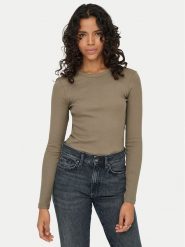 ONLY Bluzka Val 15371305 Brązowy Regular Fit. Brązowe bluzki damskie Only, xl, bez wzorów, z bawełny, bez kołnierzyka, bez ramiączek. Za 79.99 zł.