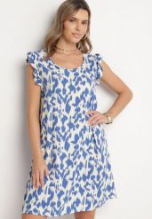 Niebieska Sukienka z Bawełny o Rozkloszowanym Kroju z Falbankami Zamiast Rękawów Jenalinea. Niebieskie sukienki damskie Born2be, na co dzień, l, bez wzorów, z bawełny, eleganckie, bez kołnierzyka, bez ramiączek, midi, rozkloszowane. W wyprzedaży za 51.99 zł.