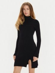 Kontatto Sukienka dzianinowa 3M0135N Czarny Slim Fit. Czarne sukienki damskie Kontatto, m, bez wzorów, z dzianiny, bez kołnierzyka, bez ramiączek. Za 309.99 zł.