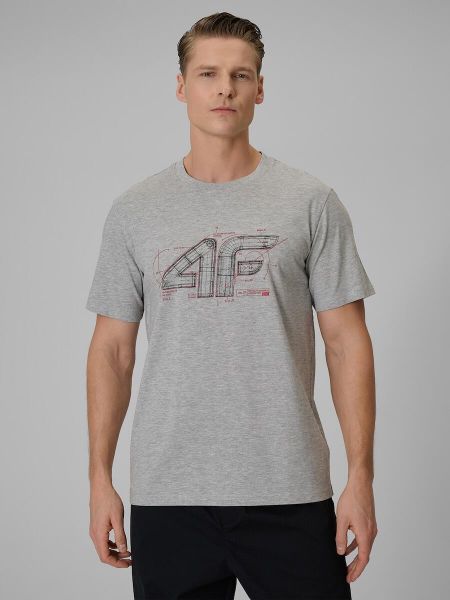 T-shirt męski 4F 4FRSS26TTSHM3989. Szare t-shirty męskie 4f, na lato, l, bez wzorów, z bawełny, bez kołnierzyka. Za 59.99 zł.
