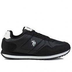Buty sneakersy męskie sportowe U.S. Polo Assn. Czarne buty sportowe na co dzień męskie U.S. Polo Assn., z gumy, bez zapięcia, trekkingowe. Za 188.00 zł.