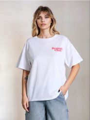 Koszulka z nadrukiem na plecach - biały. Białe t-shirty damskie Sinsay, l, bez wzorów, bez kołnierzyka. Za 25.99 zł.