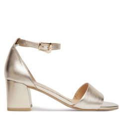 Sandały Caprice. Żółte sandały damskie Caprice, bez wzorów, bez obcasa, na słupku. Za 299.99 zł.