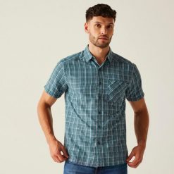 Koszula turystyczna męska Mindano IX z krótkim rękawem. Szare koszule męskie Regatta, m, bez wzorów, z wiskozy, bez kołnierzyka, bez ramiączek. Za 189.50 zł.