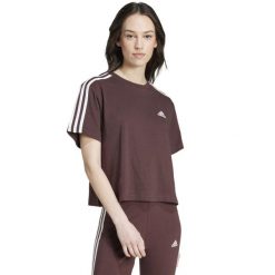 Koszulka damska adidas Essentials 3-Stripes Single Jersey Crop Top. Białe bluzki damskie Adidas, m, bez wzorów, z jersey, bez ramiączek. Za 99.00 zł.