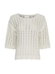MOSS COPENHAGEN Sweter "Fairyn" w kolorze kremowym rozmiar: M/L. Brązowe swetry klasyczne damskie MOSS COPENHAGEN, l, z bawełny, bez kołnierzyka. Za 189.29 zł.