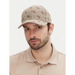Czapka z daszkiem Guess. Brązowe czapki męskie Guess, z aplikacjami. Za 99.99 zł.