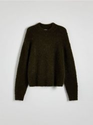 Sweter z domieszką wełny - zielony. Zielone swetry klasyczne damskie Reserved, l, z dzianiny, bez kołnierzyka. W wyprzedaży za 79.99 zł.