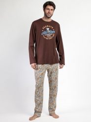 Peanuts Piżama "Peanuts" w kolorze brązowo-jasnobrązowym rozmiar: L. Brązowe piżamy męskie Peanuts, l, bez wzorów, z bawełny, bez ramiączek. Za 165.99 zł.