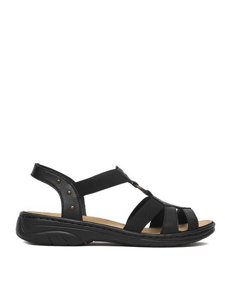 Rieker Sandały CEO-64574-00 Czarny. Czarne sandały damskie Rieker, bez wzorów, ze skóry, bez obcasa, na płaskiej podeszwie. Za 299.99 zł.