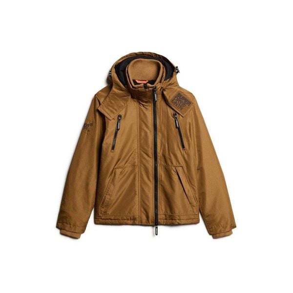 Kurtka przeciwdeszczowa z kapturem Superdry Mountain. Niebieskie kurtki męskie Superdry., l, bez wzorów, z materiału, klasyczne, z kapturem. Za 640.75 zł.