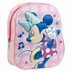 Plecak szkolny 3D Minnie Mouse Różowy. Czerwone plecaki damskie MINI MOUSE, bez wzorów, z poliesteru. Za 81.40 zł.