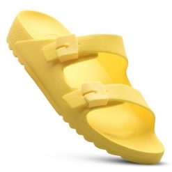 Klapki damskie sportowe SCHOLL BAHIA na basen. Żółte klapki damskie Scholl, bez wzorów, bez obcasa. Za 119.99 zł.