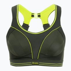 Biustonosz treningowy Shock Absorber Ultimate Run Bra. Zielone biustonosze Shock Absorber, bez wzorów, z materiału. Za 209.99 zł.