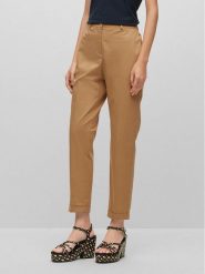 Boss Spodnie materiałowe Tachinoa 50490057 Beżowy Regular Fit. Brązowe spodnie materiałowe damskie Boss, bez wzorów, z bawełny. Za 519.99 zł.