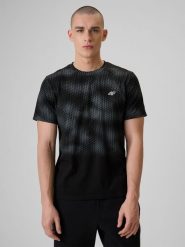 4F T-shirt regular z nadrukiem męski - czarny S. Czarne t-shirty męskie 4f, m, bez wzorów, z bawełny, bez kołnierzyka. Za 89.99 zł.