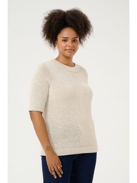 KAFFE curve Sweter w kolorze beżowym rozmiar: M. Brązowe swetry klasyczne damskie KAFFE curve, m, bez kołnierzyka. Za 83.03 zł.