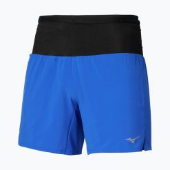 Spodenki do biegania męskie Mizuno Multi Pocket. Niebieskie szorty męskie Mizuno, bez kołnierzyka. Za 229.99 zł.