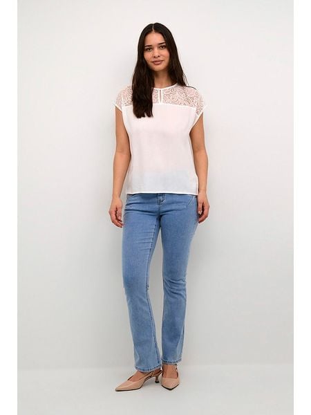 Cream Bluzka w kolorze białym rozmiar: 36. Białe bluzki damskie Cream, bez wzorów, z koronki, bez kołnierzyka, bez ramiączek. Za 82.64 zł.