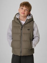 4F Bezrękawnik z wypełnieniem syntetycznym chłopięcy - khaki 164 (13-14 lat). Brązowe kamizelki męskie 4f, s, z puchu. Za 129.99 zł.