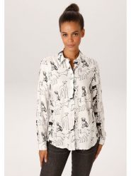 Aniston Bluzka w kolorze czarno-białym rozmiar: 44. Białe bluzki damskie Aniston, bez wzorów, z wiskozy, bez kołnierzyka, bez ramiączek. Za 130.99 zł.