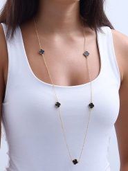 Nakkash Pozłacany naszyjnik z masą perłową - 80 cm rozmiar: onesize. Białe naszyjniki damskie Nakkash, metalowe. Za 100.28 zł.