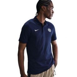 Męska Koszulka Polo Inter The 2.0 DriFIT. Niebieskie koszulki polo męskie Nike, l, bez wzorów, z bawełny, bez ramiączek. Za 433.99 zł.