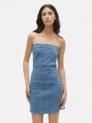 Vero Moda Sukienka jeansowa Zoie 10310272 Niebieski Slim Fit. Niebieskie sukienki damskie Vero Moda, m, bez wzorów, z bawełny, bez kołnierzyka, bez ramiączek. Za 99.99 zł.