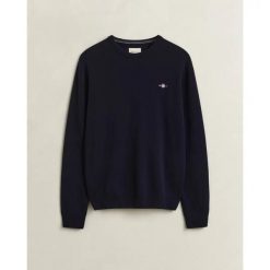 Sweter z okrągłym dekoltem Gant Superfine. Niebieskie swetry męskie Gant, m, bez wzorów, bez kołnierzyka. Za 606.00 zł.