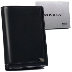 Portfel skórzany Rovicky PC-104-ASL czarny. Czarne portfele męskie ROVICKY, bez wzorów, ze skóry. Za 74.00 zł.