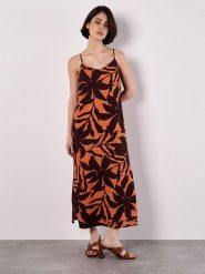 Apricot Sukienka w kolorze pomarańczowo-czarnym rozmiar: S. Czarne sukienki damskie Apricot, na co dzień, s, bez wzorów, bez kołnierzyka, bez ramiączek, maxi, proste. Za 83.42 zł.