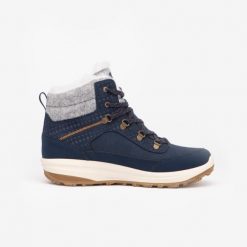 Buty turystyczne damskie Quechua NH900 skóra wodoodporne. Niebieskie obuwie trekkingowe damskie QUECHUA, na zimę. Za 349.99 zł.