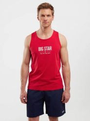 Koszulka męska bez rękawów czerwona Richard 603. Czerwone szorty męskie Big Star, l, z dzianiny, na fitness i siłownię. W wyprzedaży za 59.99 zł.