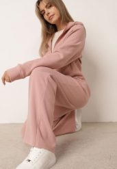 Różowy Komplet Dresowy z Prążkowanego Materiału Bluza z Kapturem i Spodnie Alatha. Czerwone bluzy sportowe damskie Born2be, l, z dresówki. Za 169.99 zł.