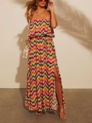 Milan Kiss Sukienka ze wzorem rozmiar: L. Sukienki damskie Milan Kiss, l, bez wzorów, z wiskozy, bez kołnierzyka, bez ramiączek, maxi. Za 188.40 zł.