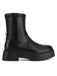 DeeZee Botki HY13123-41 Czarny. Czarne botki damskie DeeZee, ze skóry, bez obcasa, na płaskiej podeszwie, bez zapięcia. Za 179.99 zł.