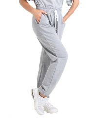 Błyszczące damskie spodnie dresowe. Szare spodnie sportowe damskie LEONE 1947 APPAREL, l, z bawełny, na fitness i siłownię. Za 84.16 zł.